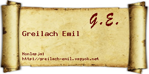 Greilach Emil névjegykártya